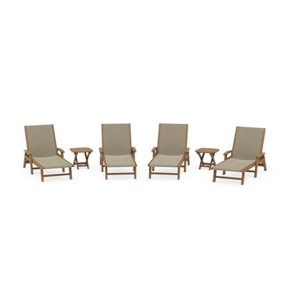 6- Piece Coastal Woven Chaise with Arms Chaise Lounge Set