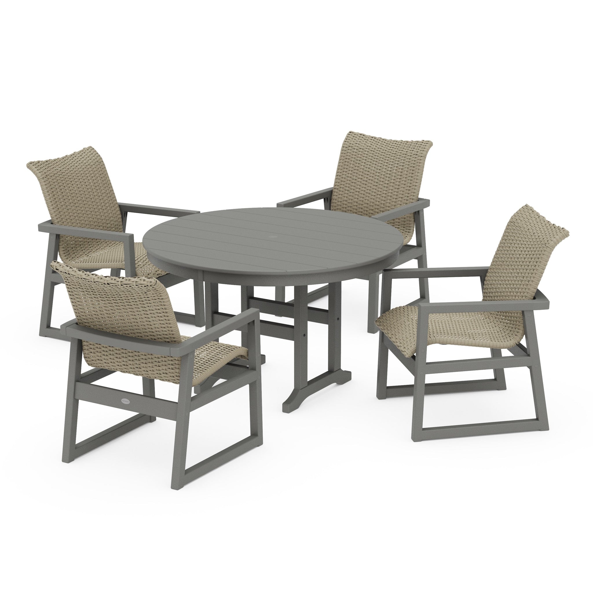 Woven 5-Piece Round Farmhouse Dining Set