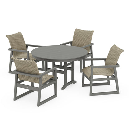 Woven 5-Piece Round Farmhouse Dining Set