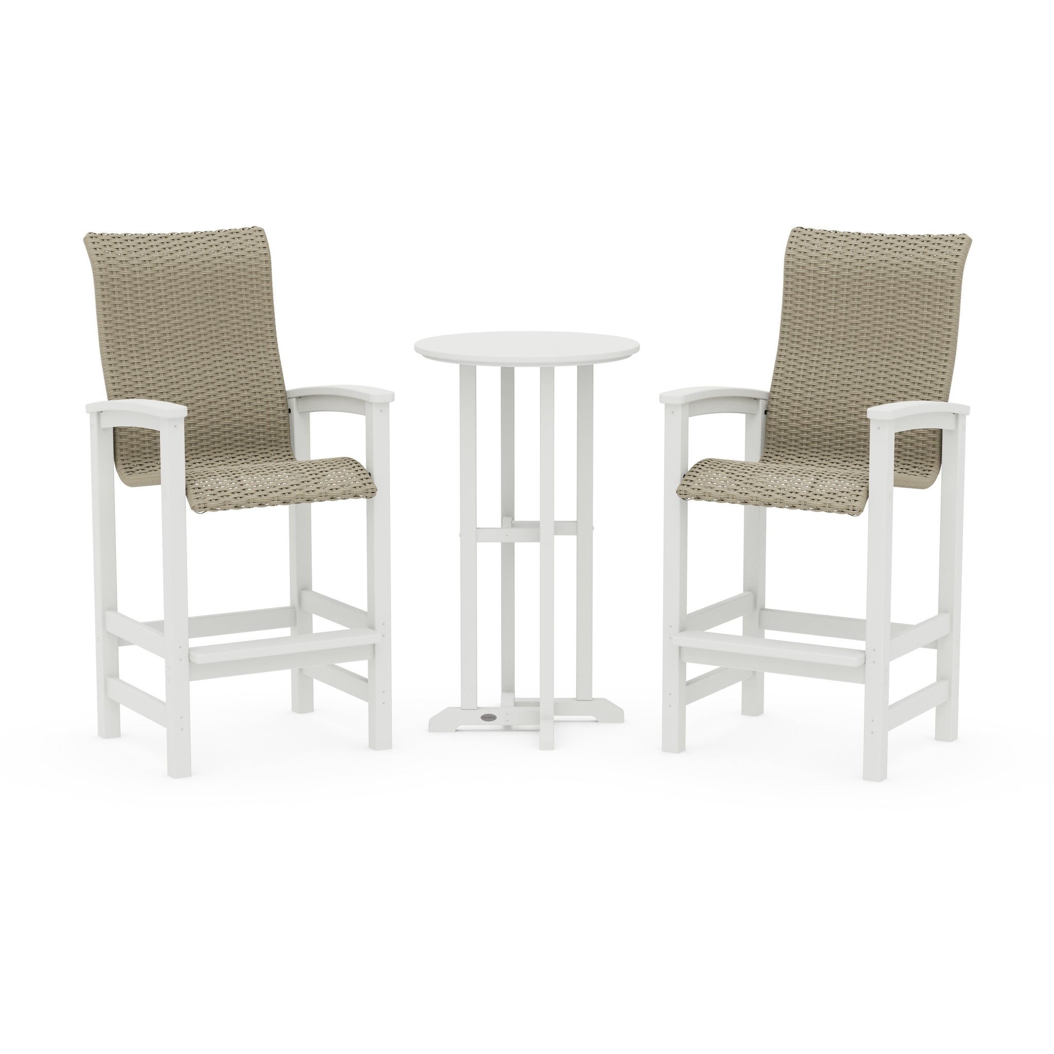 Coastal Woven High-Back 3-Piece Farmhouse Bar Set