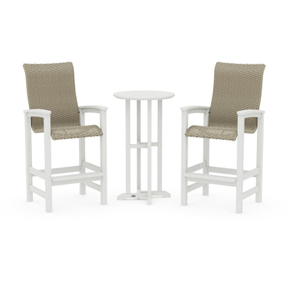 Coastal Woven High-Back 3-Piece Farmhouse Bar Set