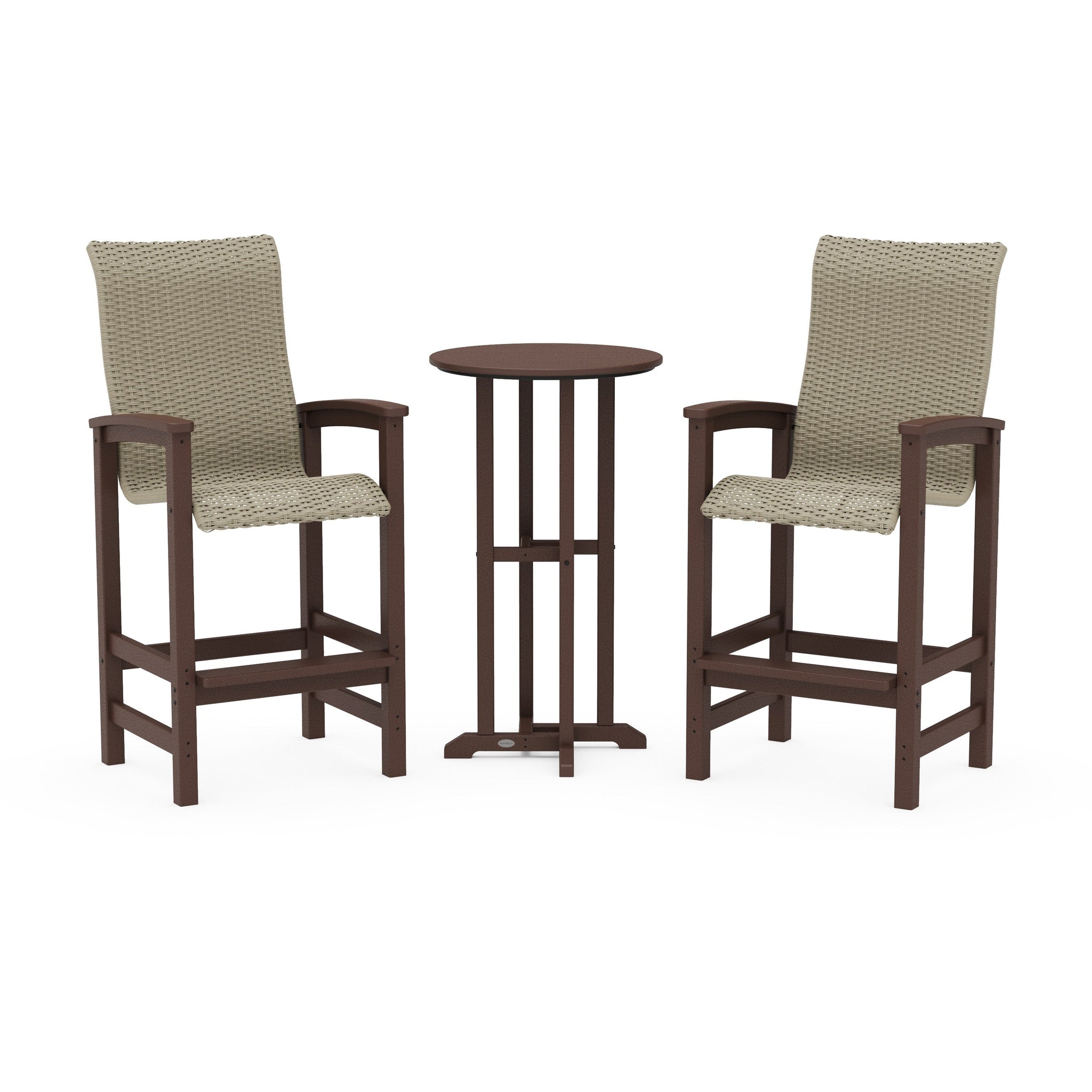 Coastal Woven High-Back 3-Piece Farmhouse Bar Set