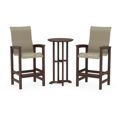 Coastal Woven High-Back 3-Piece Farmhouse Bar Set