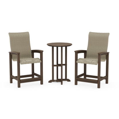 Coastal Woven High-Back 3-Piece Farmhouse Counter Set