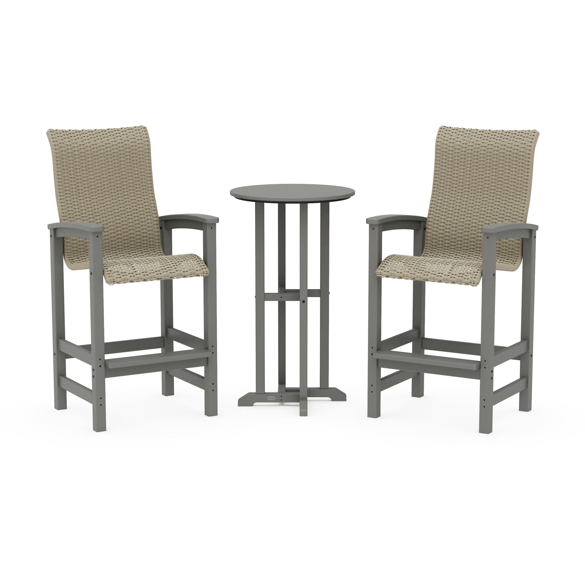 Coastal Woven High-Back 3-Piece Farmhouse Bar Set