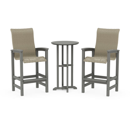 Coastal Woven High-Back 3-Piece Farmhouse Bar Set
