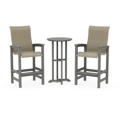Coastal Woven High-Back 3-Piece Farmhouse Bar Set