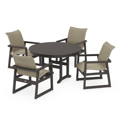Woven 5-Piece Round Farmhouse Dining Set