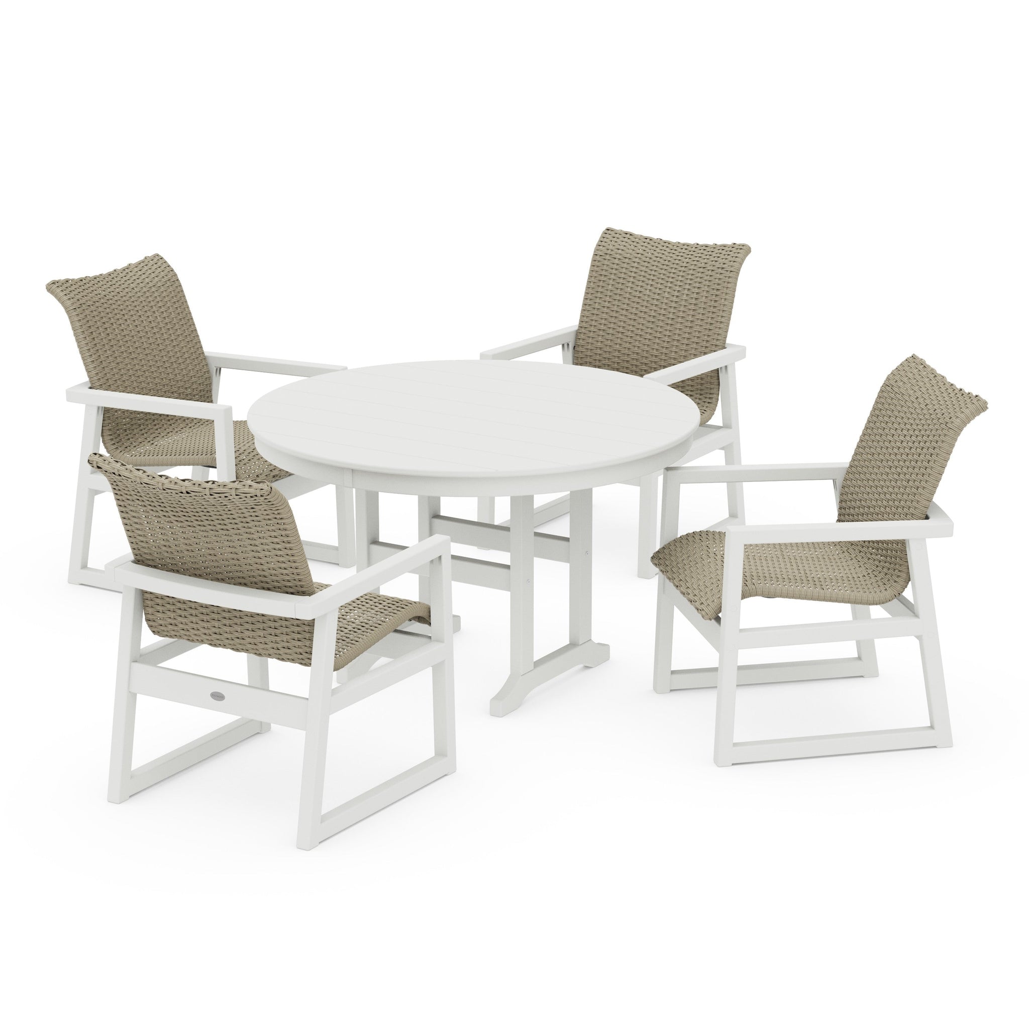 Woven 5-Piece Round Farmhouse Dining Set