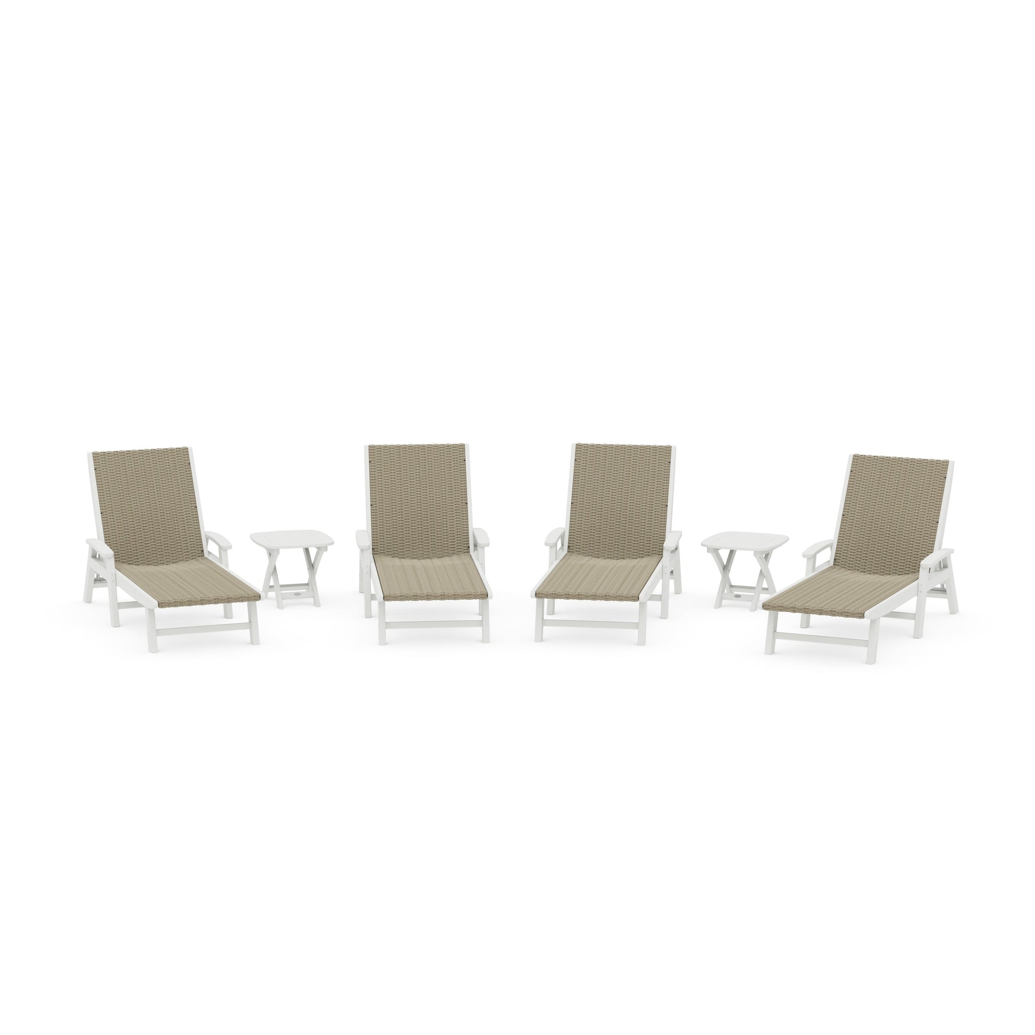 6- Piece Coastal Woven Chaise with Arms Chaise Lounge Set