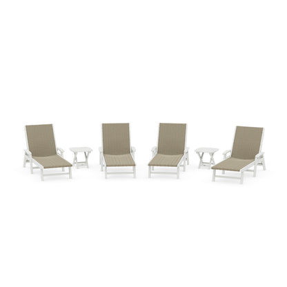 6- Piece Coastal Woven Chaise with Arms Chaise Lounge Set