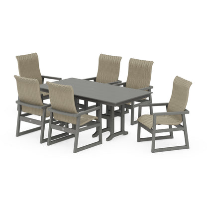 EDGE Woven Highback Arm Chair 7-Piece Farmhouse Dining Set