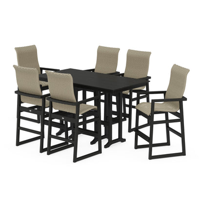 Woven Highback Arm Chair 7-Piece Farmhouse Bar Set
