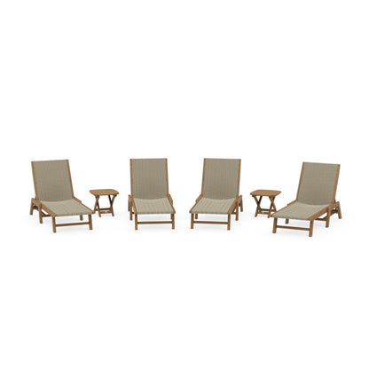 6- Piece Coastal Woven Chaise Chaise Lounge Set