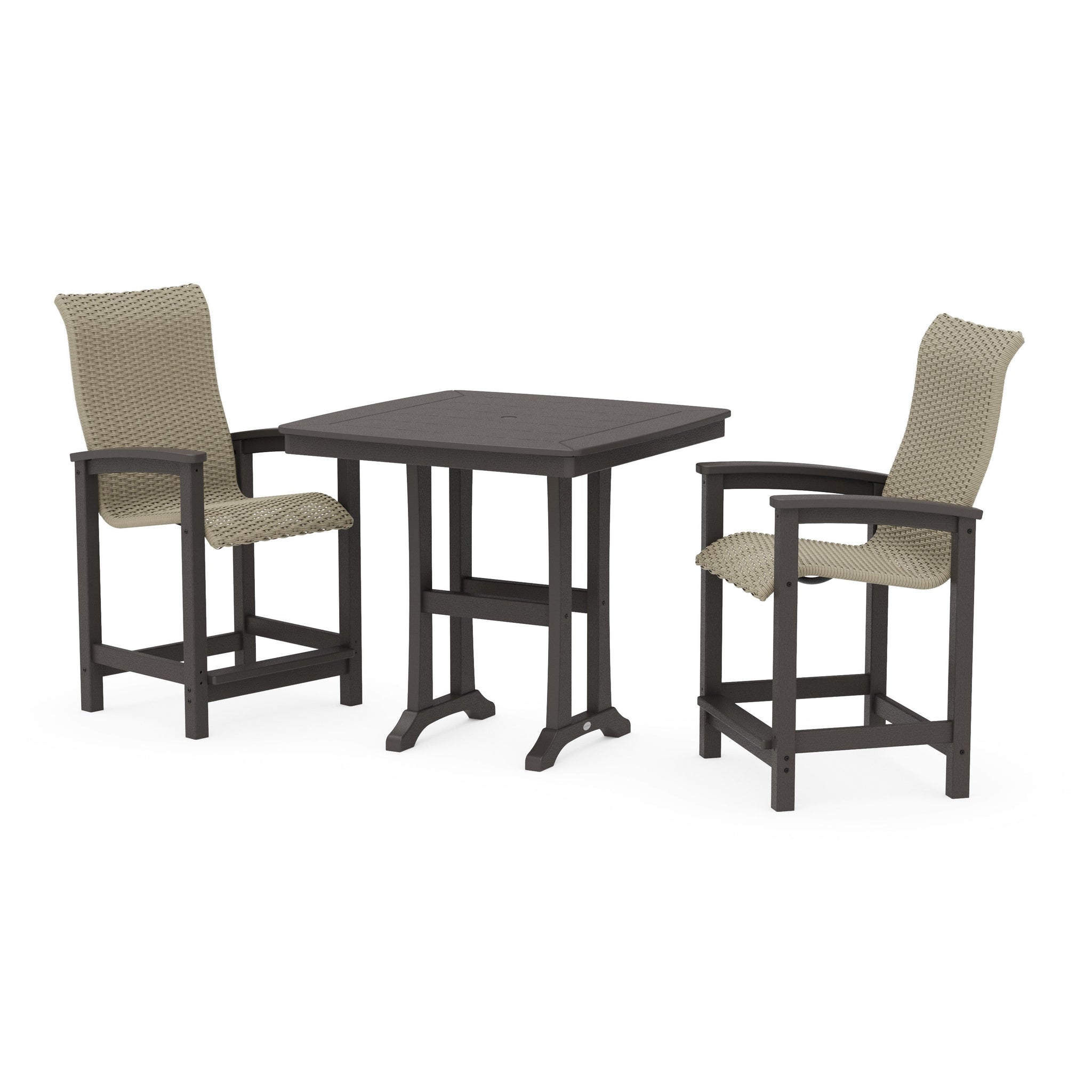 Coastal Woven High-Back 3-Piece Counter Set with Trestle Legs