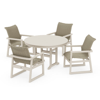 Woven 5-Piece Round Farmhouse Dining Set