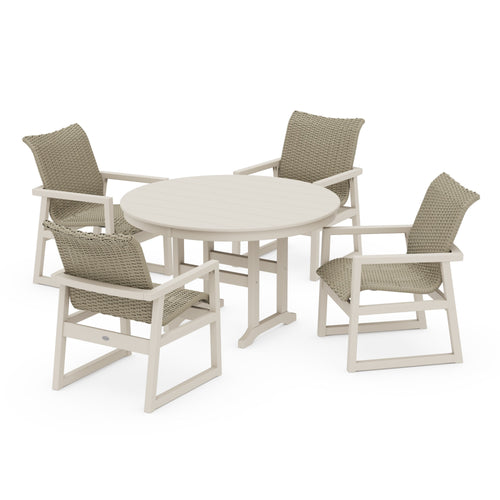 Woven 5-Piece Round Farmhouse Dining Set