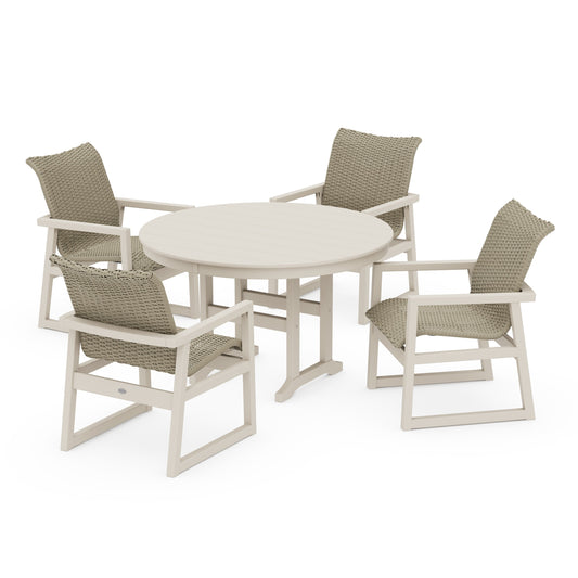 Woven 5-Piece Round Farmhouse Dining Set