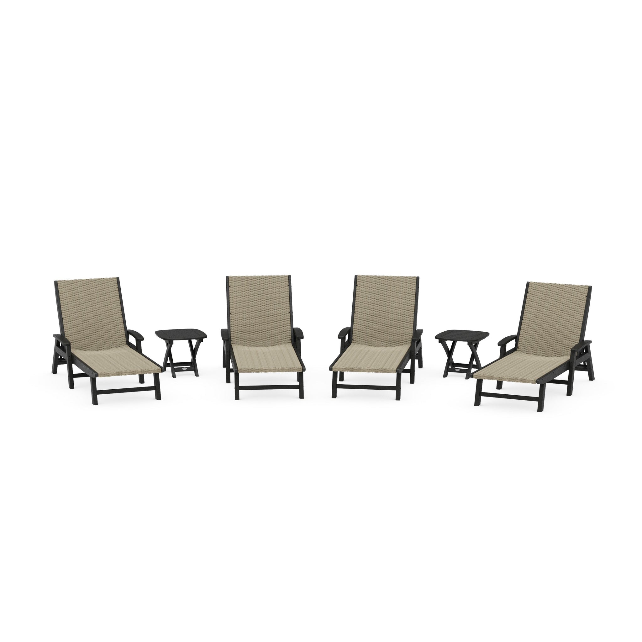 6- Piece Coastal Woven Chaise with Arms Chaise Lounge Set