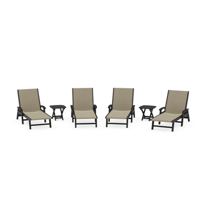 6- Piece Coastal Woven Chaise with Arms Chaise Lounge Set