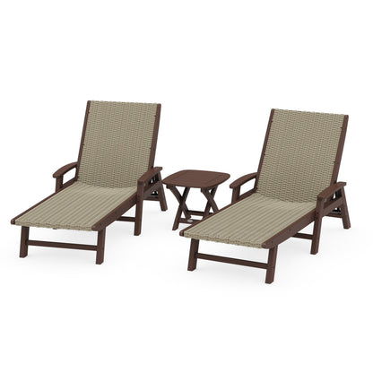 3 - Piece Coastal Woven Chaise with Arms Chaise Lounge Set