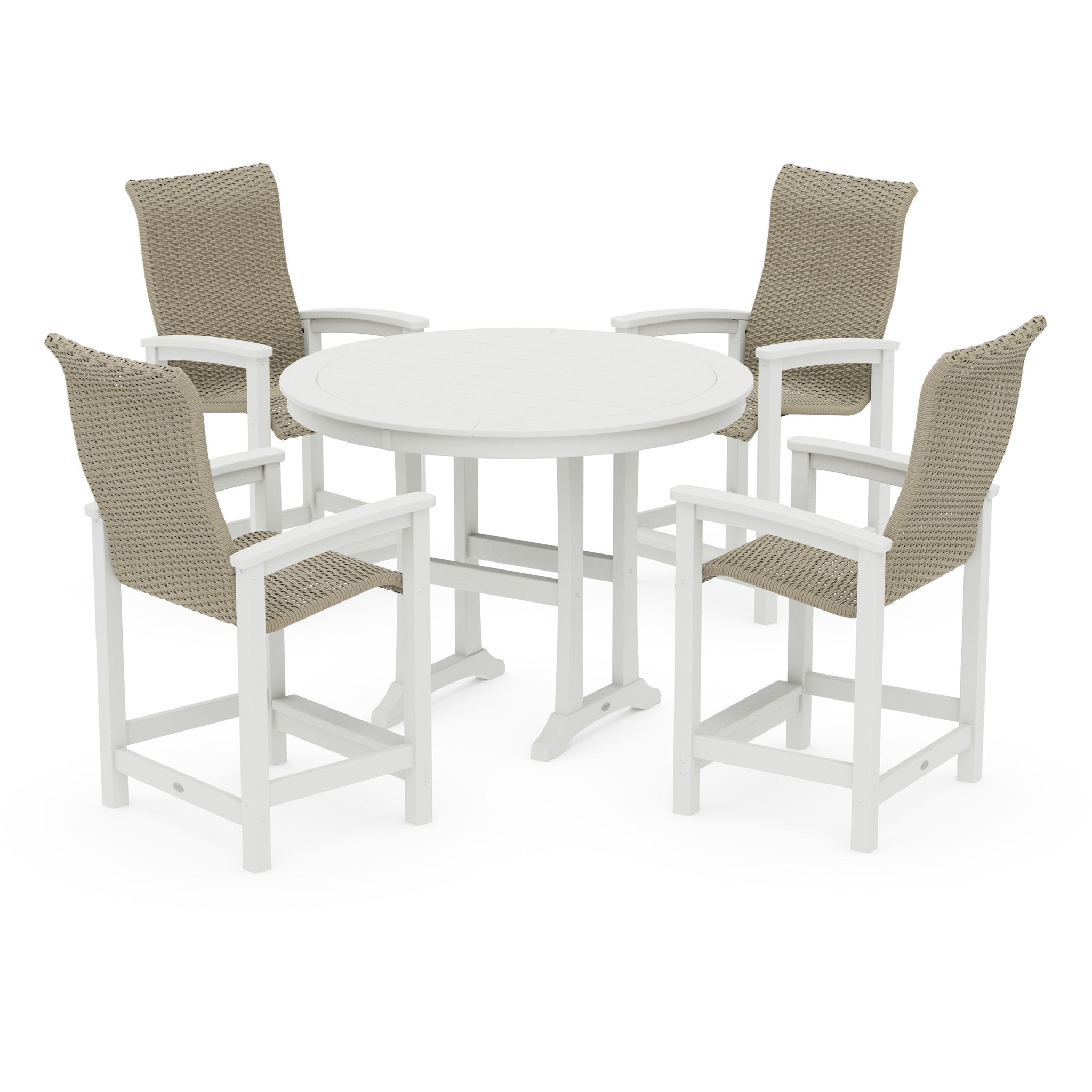 Coastal Woven High-Back 5-Piece Round Counter Set