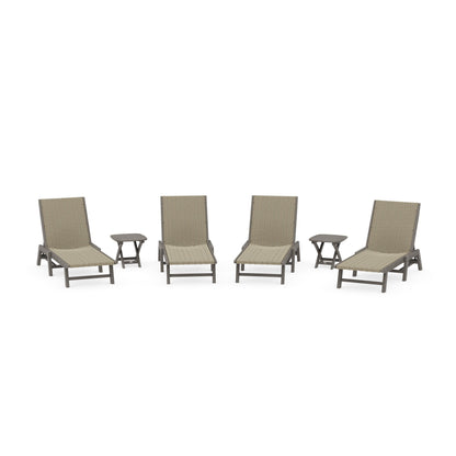 6- Piece Coastal Woven Chaise Chaise Lounge Set