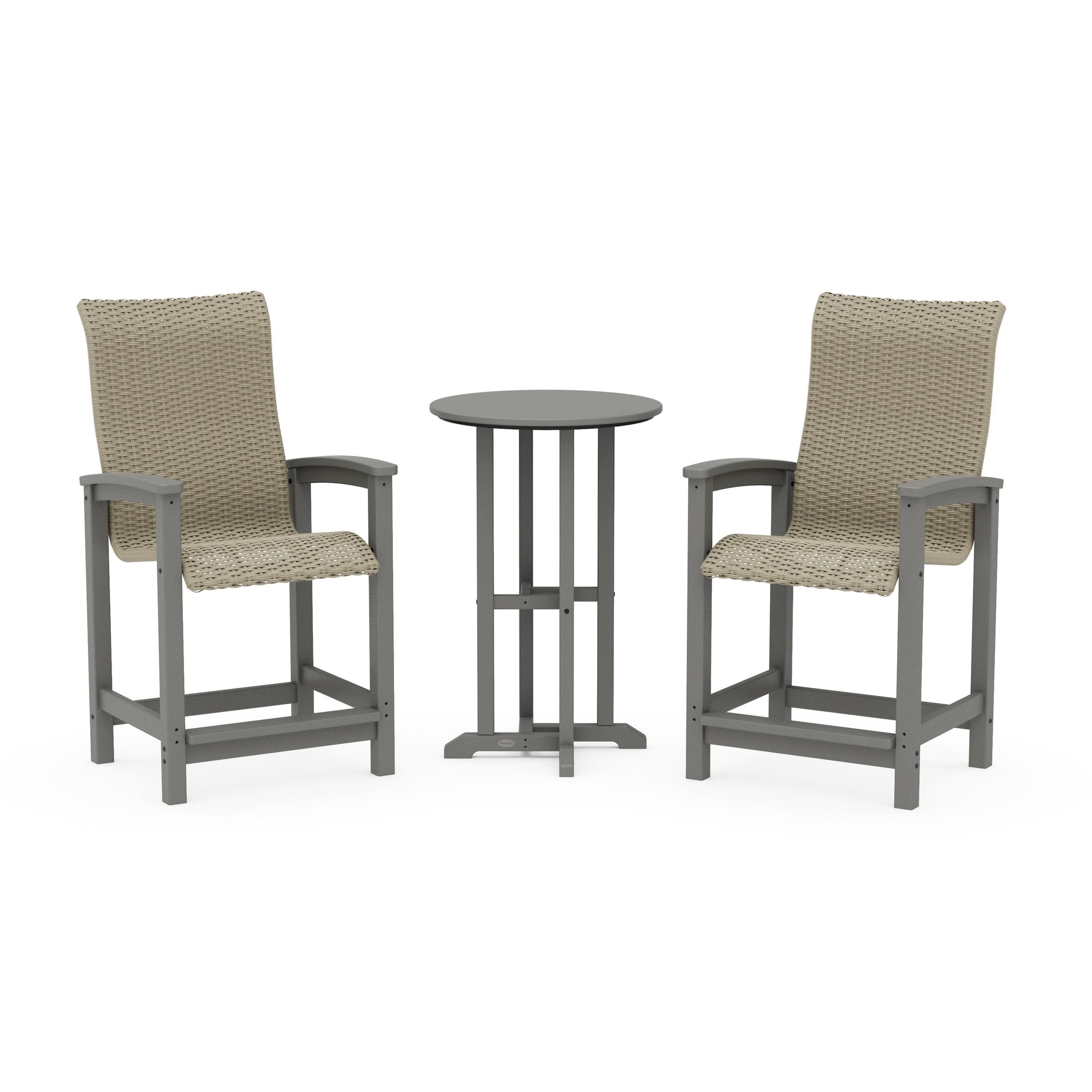 Coastal Woven High-Back 3-Piece Farmhouse Counter Set