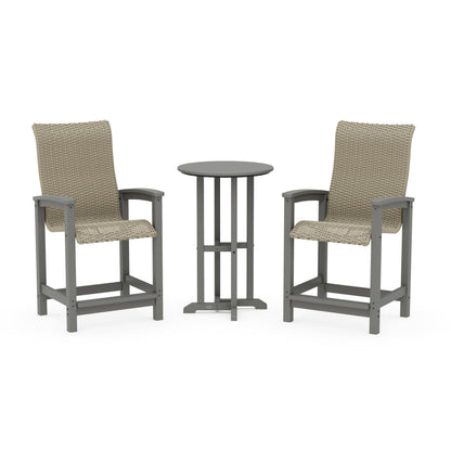 Coastal Woven High-Back 3-Piece Farmhouse Counter Set