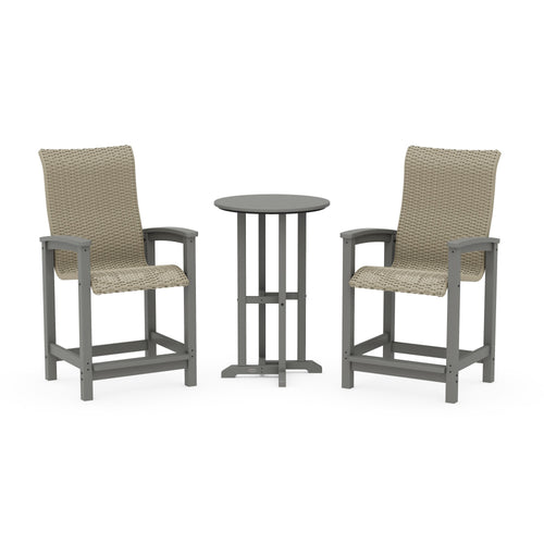 Coastal Woven High-Back 3-Piece Farmhouse Counter Set
