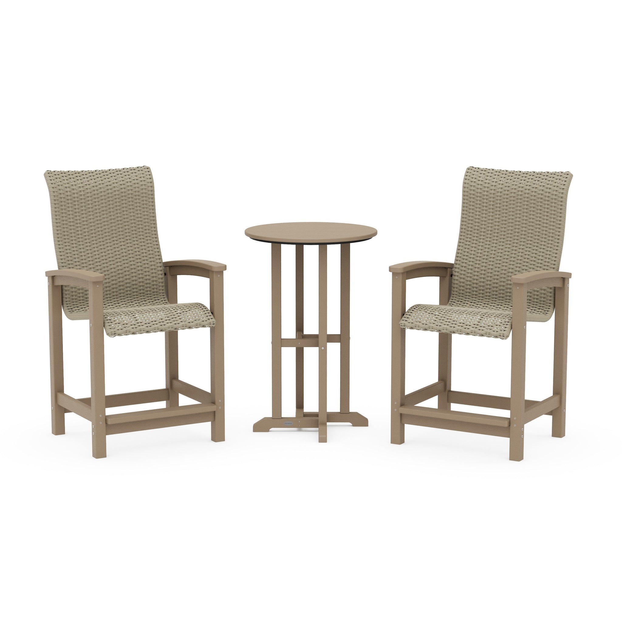 Coastal Woven High-Back 3-Piece Farmhouse Counter Set