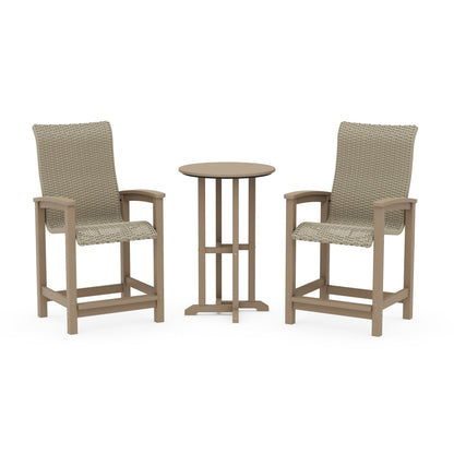 Coastal Woven High-Back 3-Piece Farmhouse Counter Set