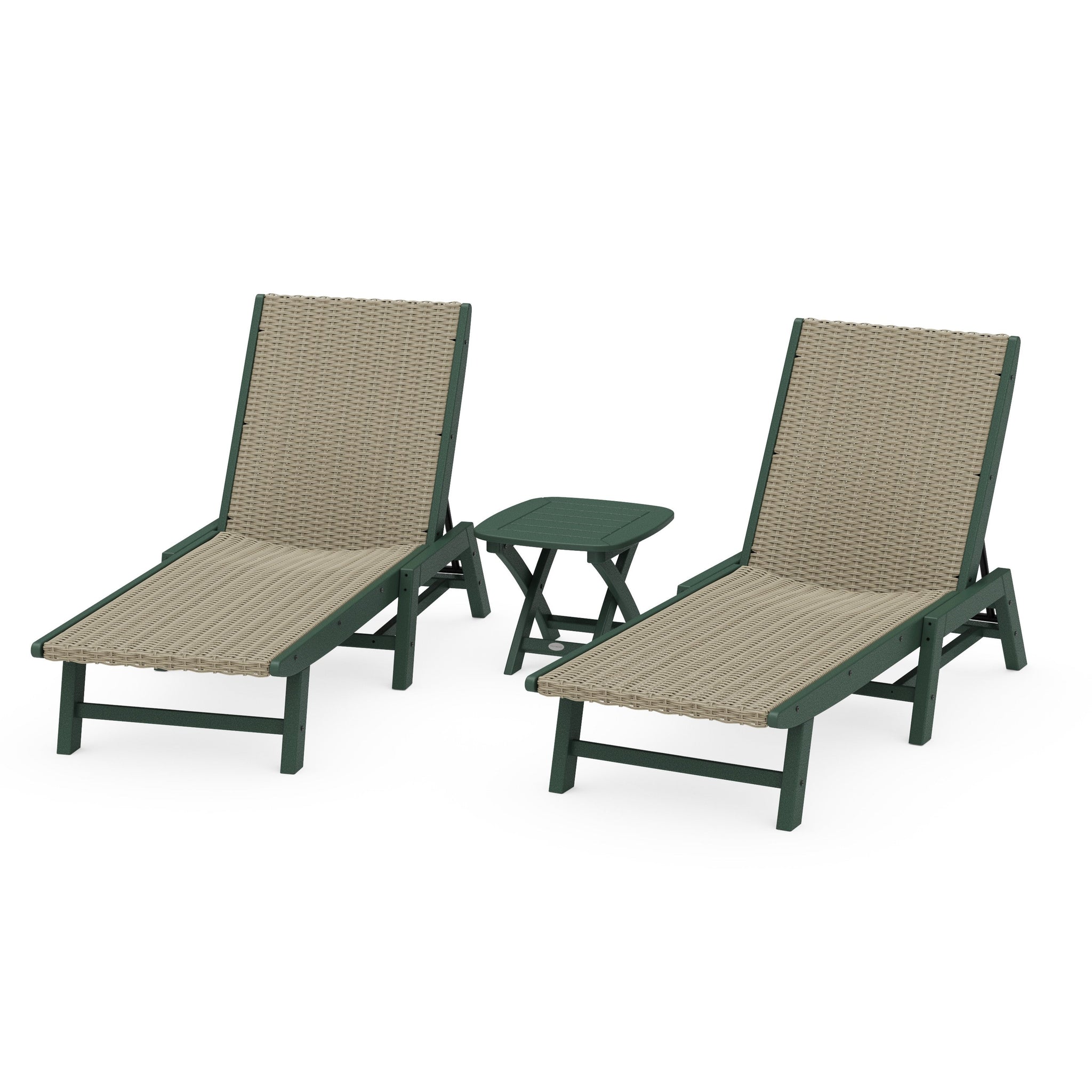 3 - Piece Coastal Woven Chaise Chaise Lounge Set