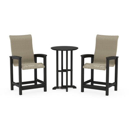 Coastal Woven High-Back 3-Piece Farmhouse Counter Set