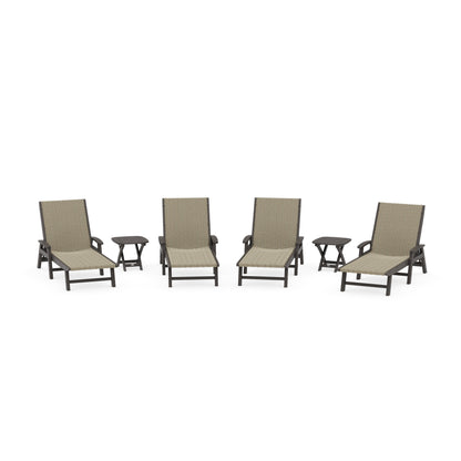 6- Piece Coastal Woven Chaise with Arms Chaise Lounge Set