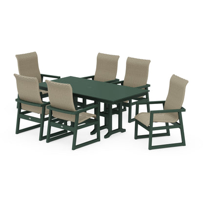 EDGE Woven Highback Arm Chair 7-Piece Farmhouse Dining Set