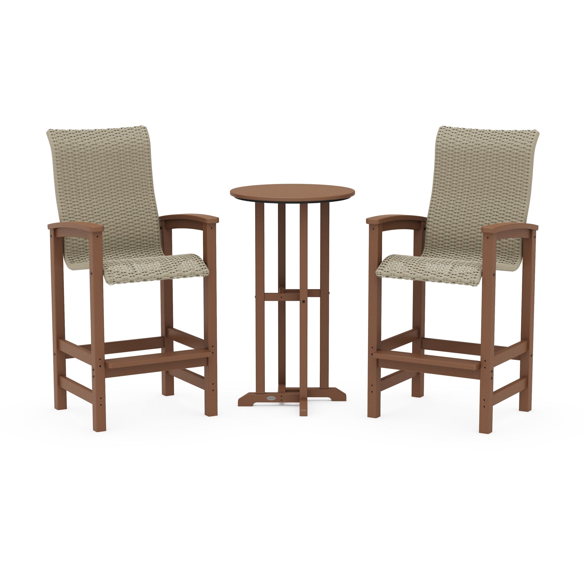 Coastal Woven High-Back 3-Piece Farmhouse Bar Set