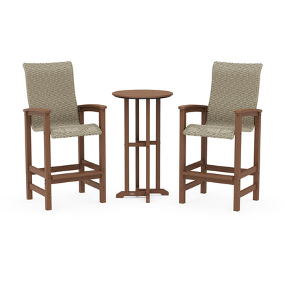 Coastal Woven High-Back 3-Piece Farmhouse Bar Set