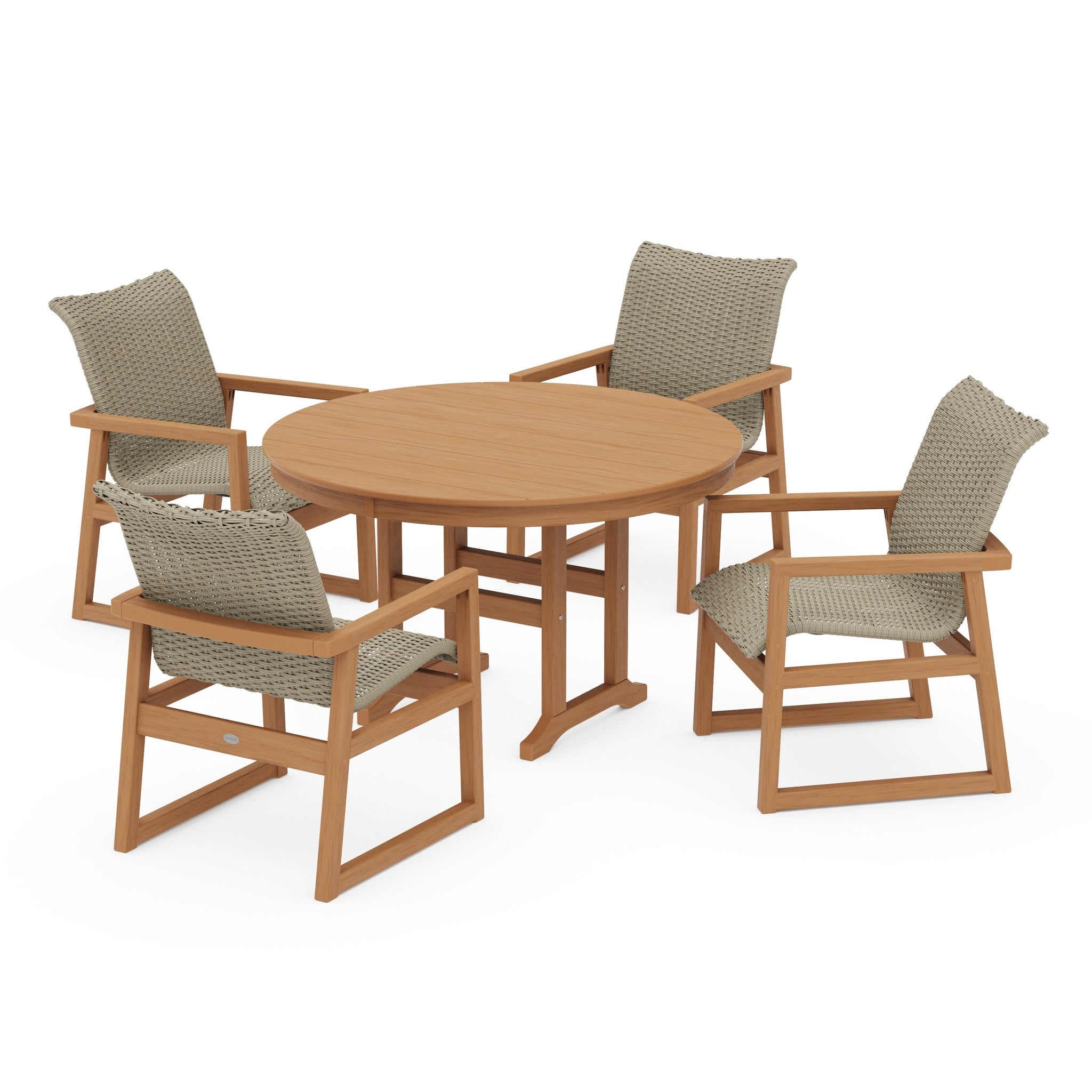 Woven 5-Piece Round Farmhouse Dining Set