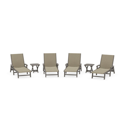 6- Piece Coastal Woven Chaise with Arms Chaise Lounge Set