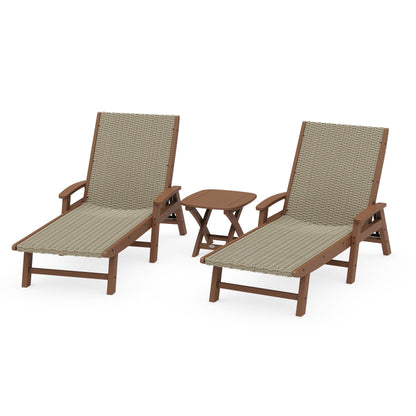 3 - Piece Coastal Woven Chaise with Arms Chaise Lounge Set
