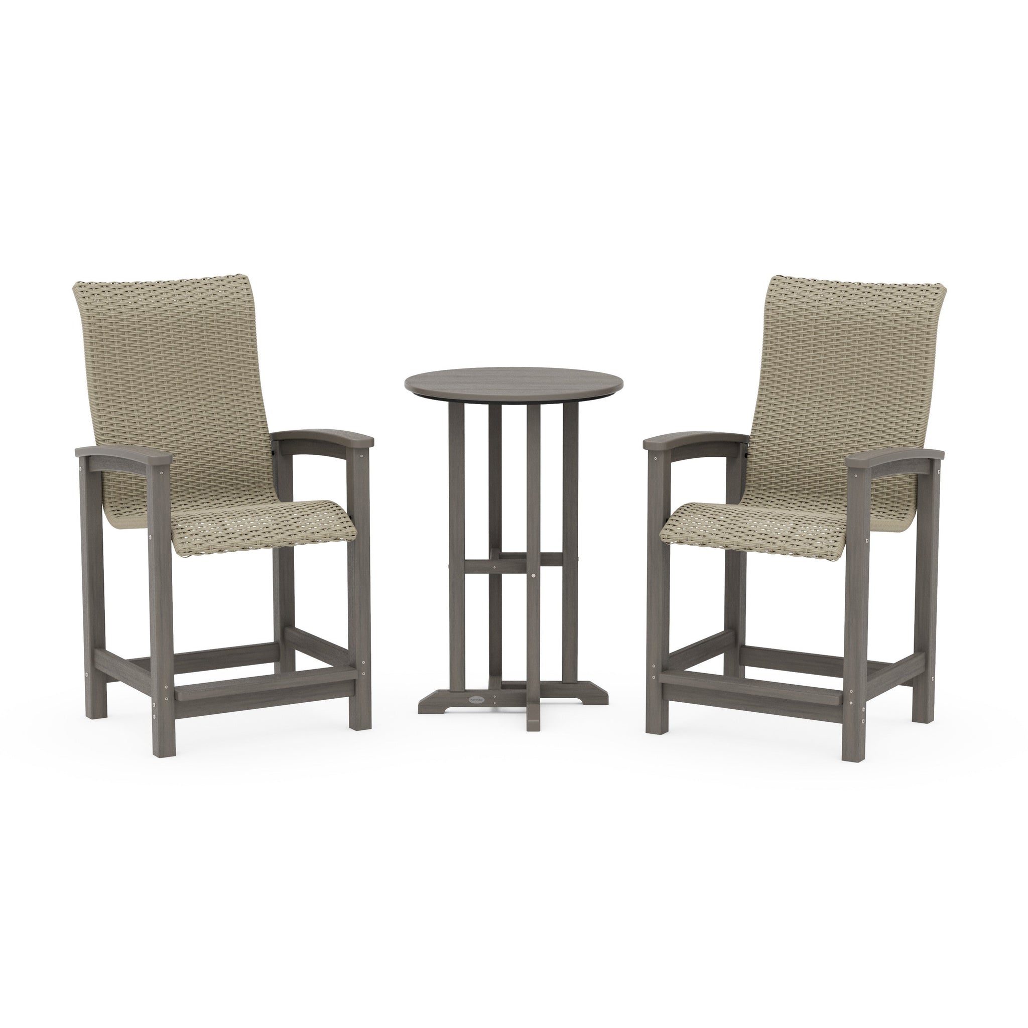 Coastal Woven High-Back 3-Piece Farmhouse Counter Set