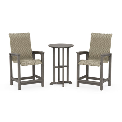 Coastal Woven High-Back 3-Piece Farmhouse Counter Set