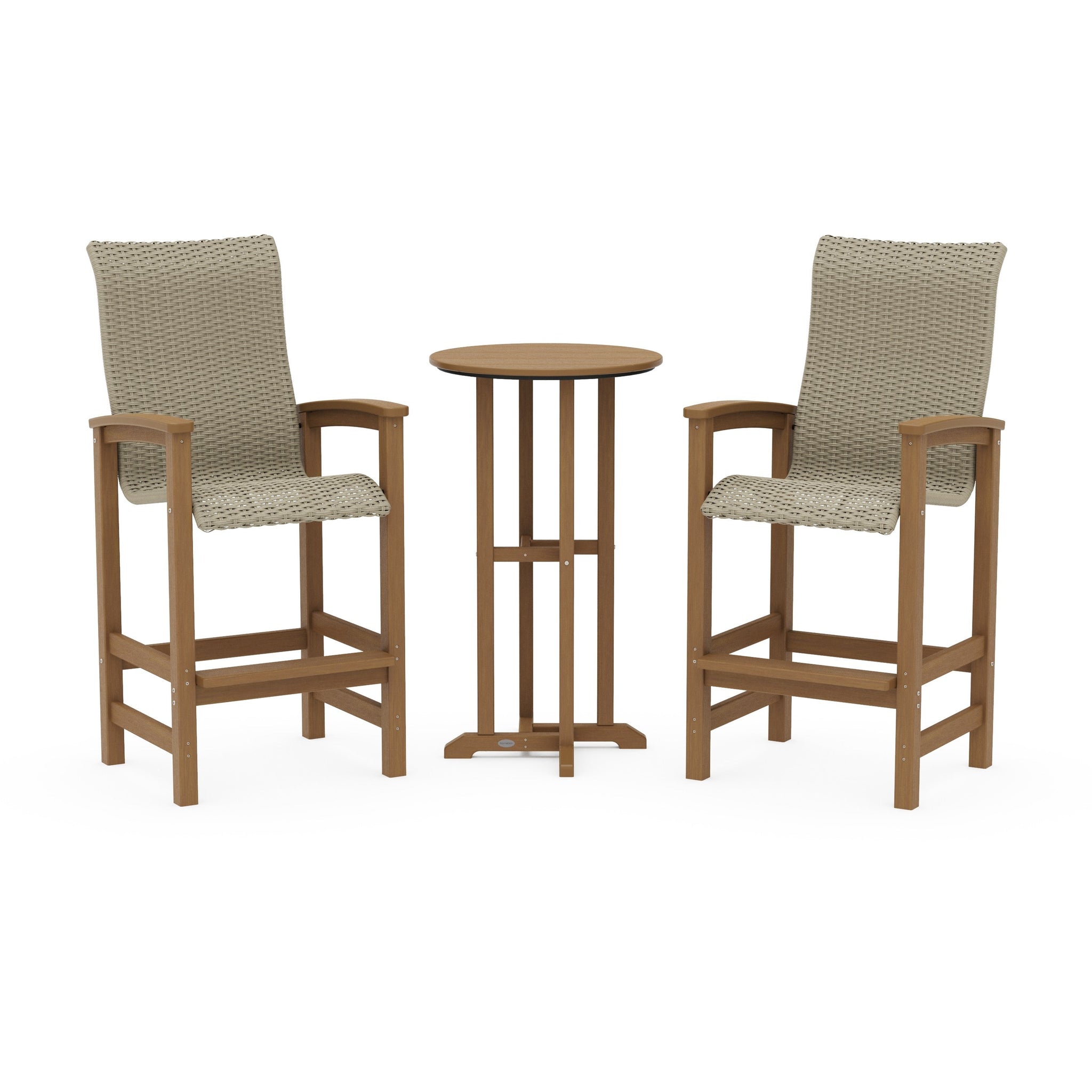 Coastal Woven High-Back 3-Piece Farmhouse Bar Set
