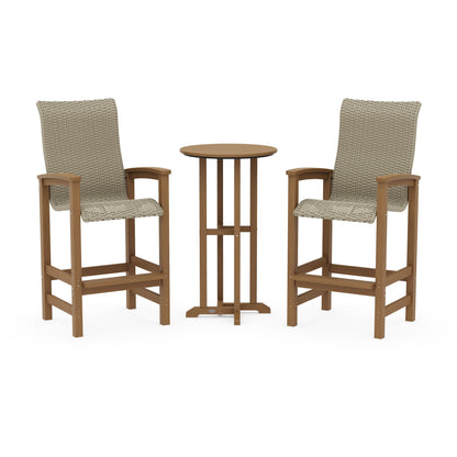 Coastal Woven High-Back 3-Piece Farmhouse Bar Set