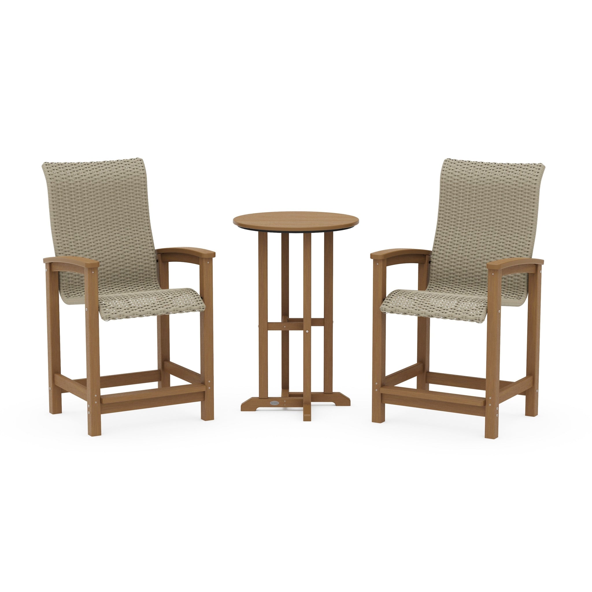 Coastal Woven High-Back 3-Piece Farmhouse Counter Set