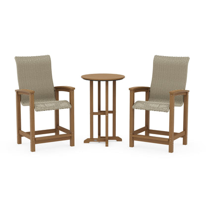Coastal Woven High-Back 3-Piece Farmhouse Counter Set