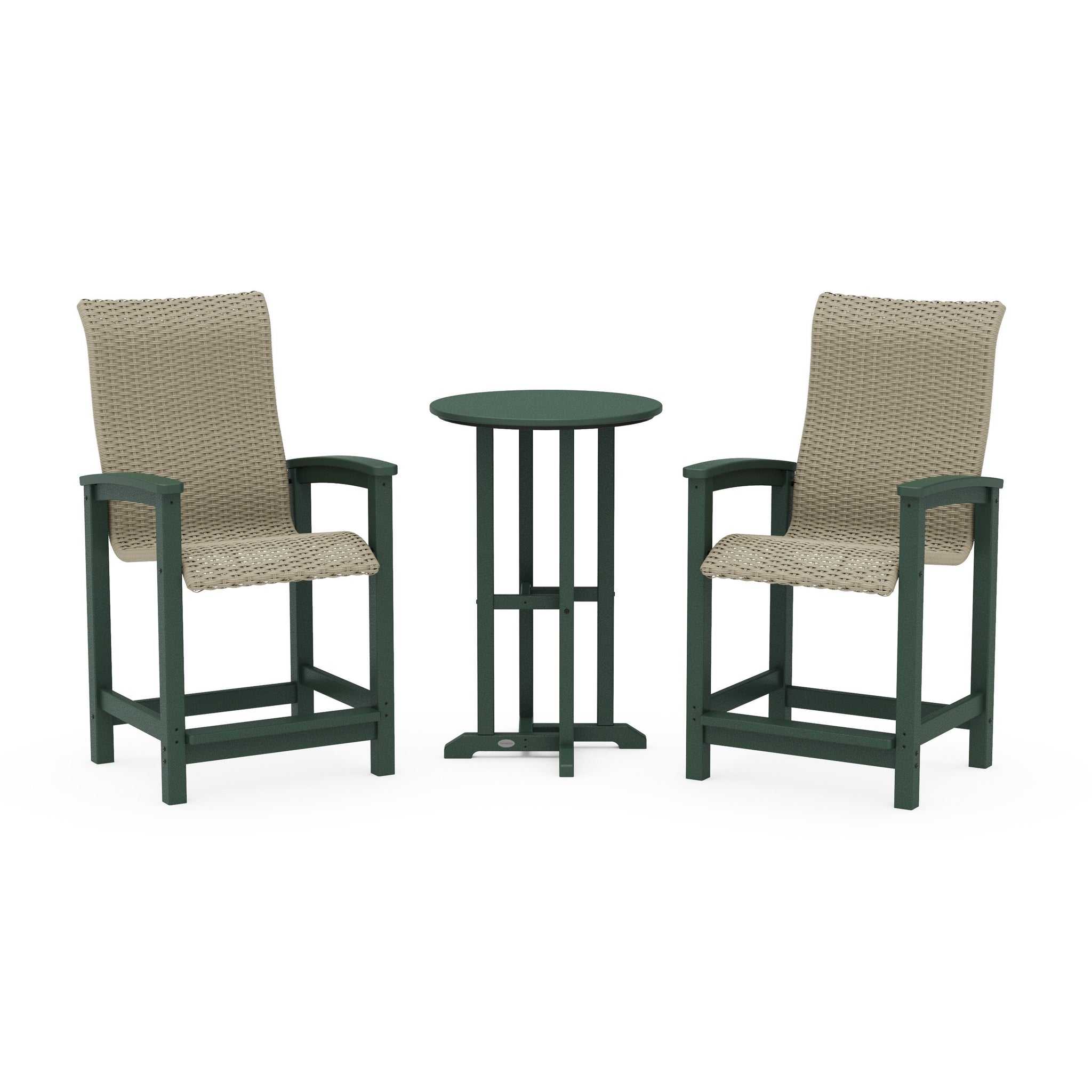 Coastal Woven High-Back 3-Piece Farmhouse Counter Set