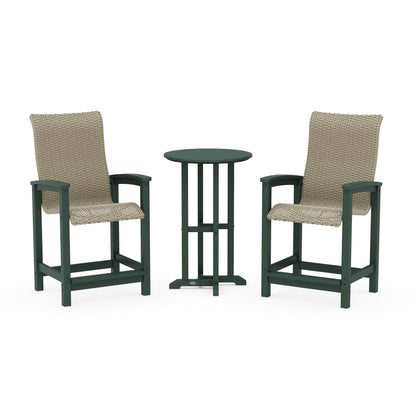 Coastal Woven High-Back 3-Piece Farmhouse Counter Set