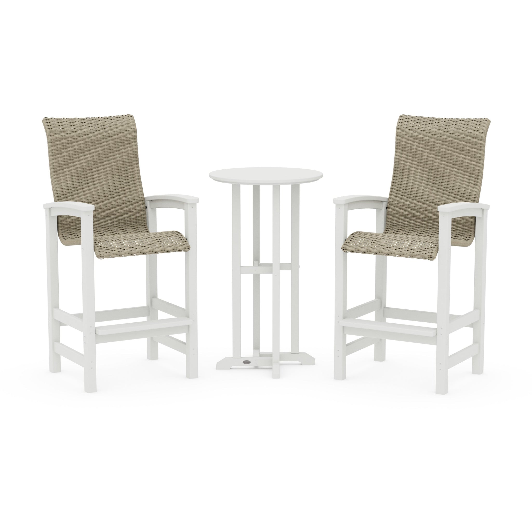 Coastal Woven High-Back 3-Piece Farmhouse Bar Set